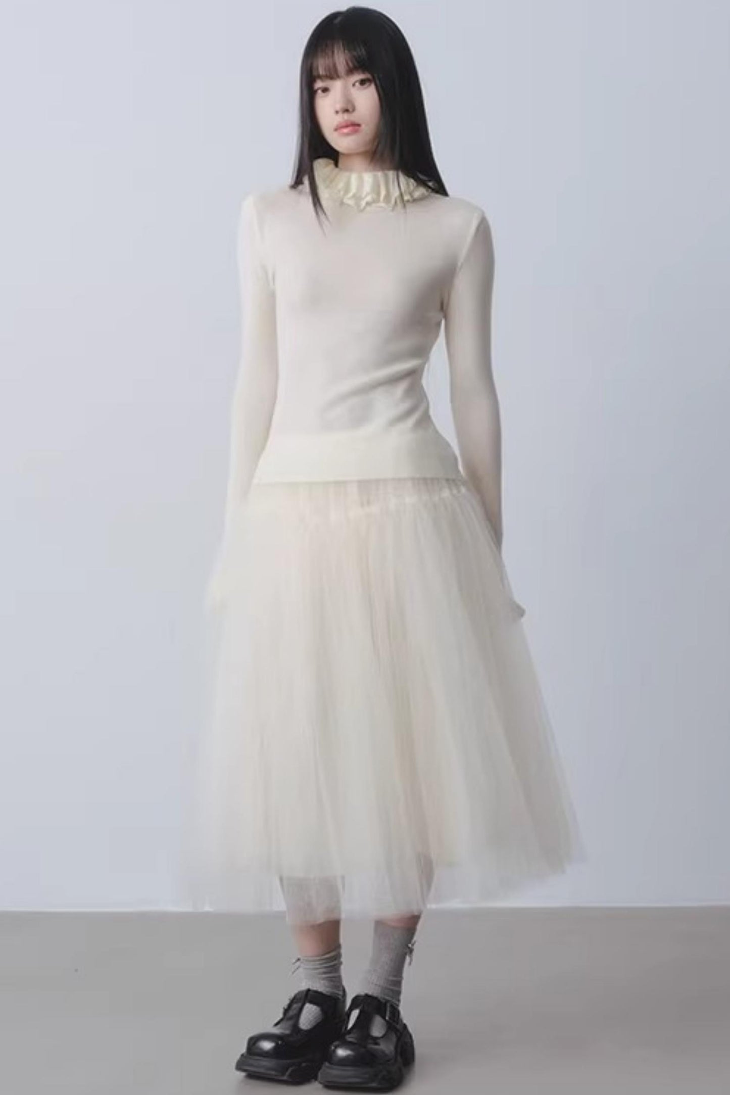 High-Waisted Beige Tutu Skirt