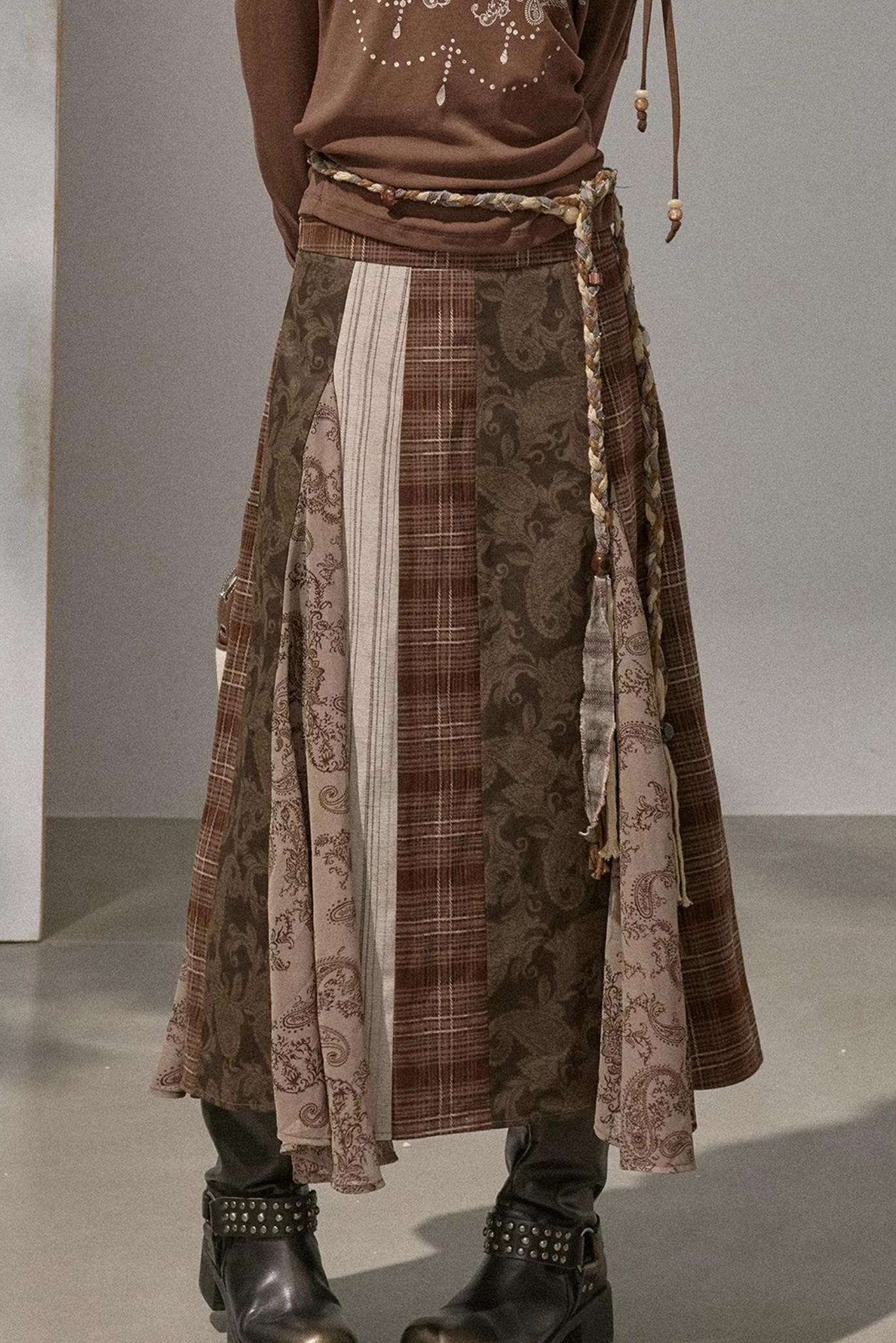 Vintage Floral Deconstructivism Midi Skirt