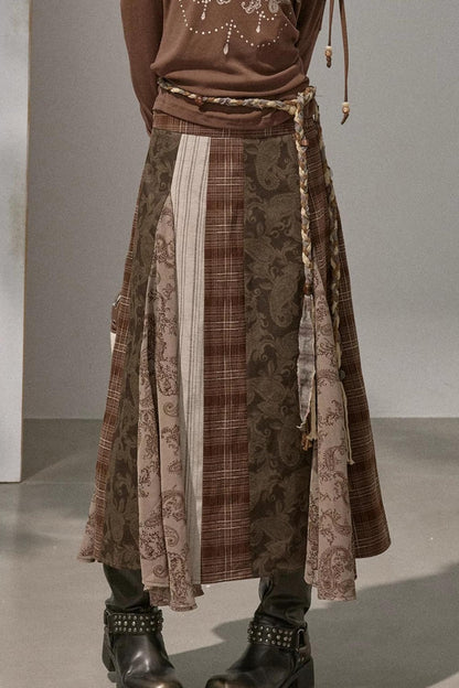 Vintage Floral Deconstructivism Midi Skirt