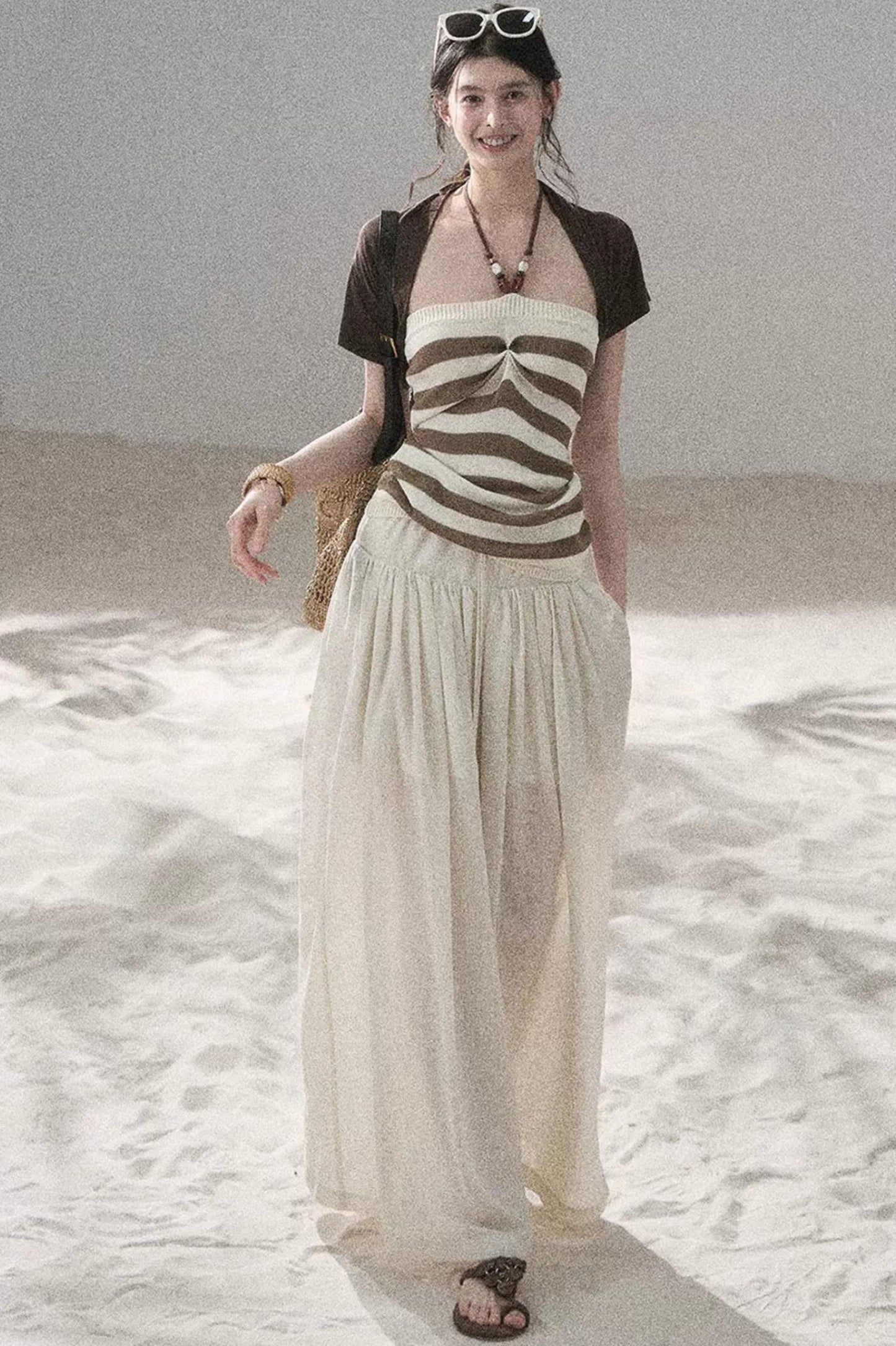 Flowing Twilight Striped Top Set