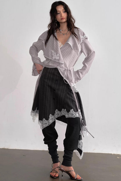 French Lace Ruffled Blouse