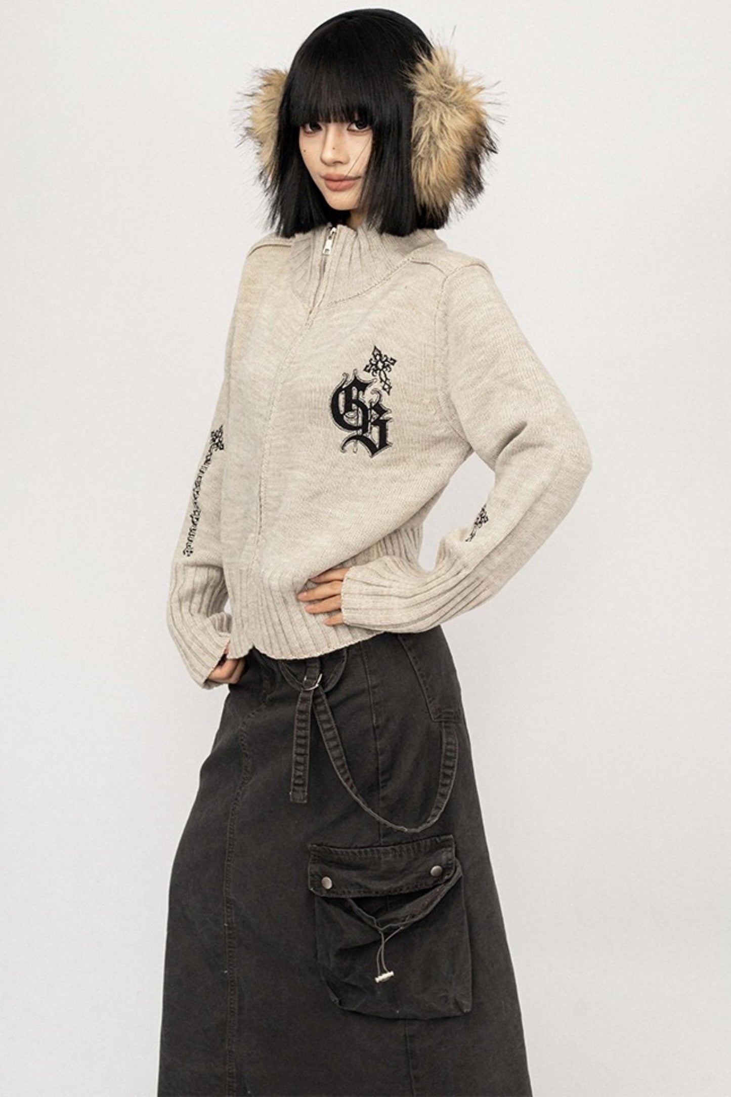 Vintage Spice Jacquard Knitted Cardigan