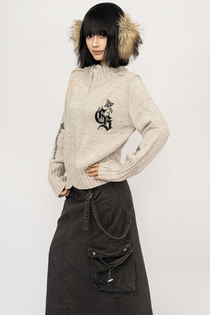 Vintage Spice Jacquard Knitted Cardigan