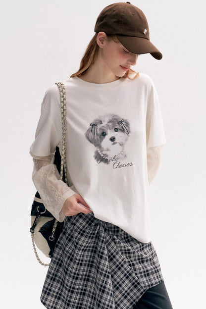 Puppy Painted Tencel Long-sleeve T-shirt