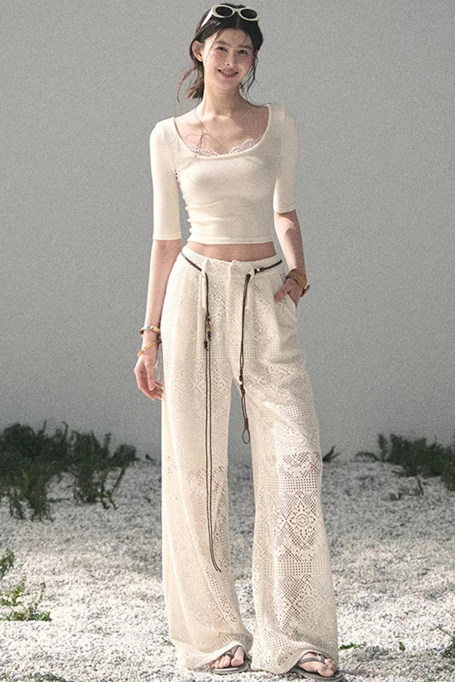 Lace Slim-Fit Cropped Top