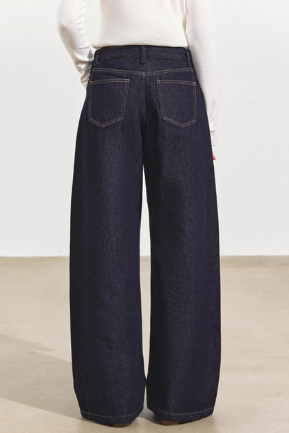 Denim Pleated Pants