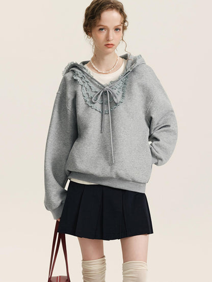 FUNGUS COLLAR HOODED SWEATSHIRT SET-UP