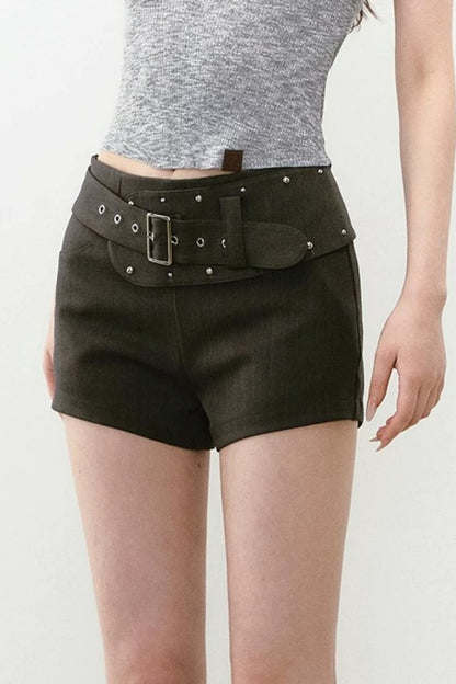 Viapitti Rivet Irregular Waistband Shorts