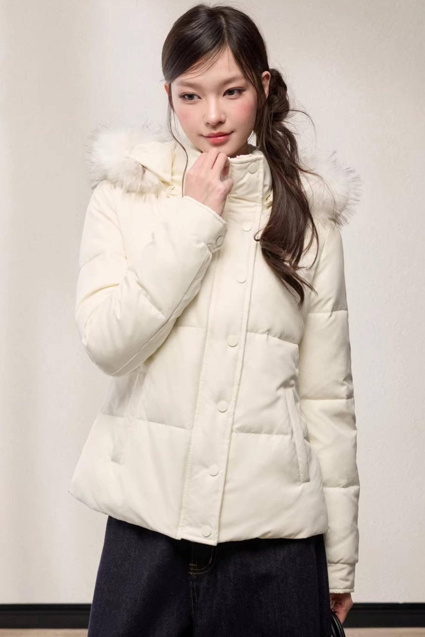 Stand-Up Fur Collar Down Jacket
