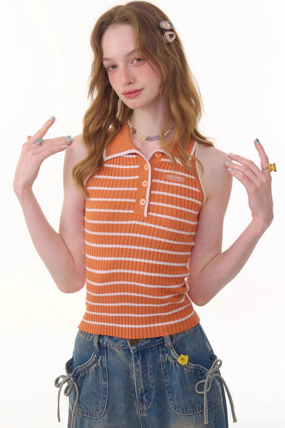 Retro Striped Knit Top