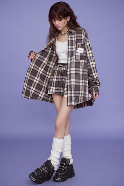 American Casual Loose Shirt Jacket Set-Up