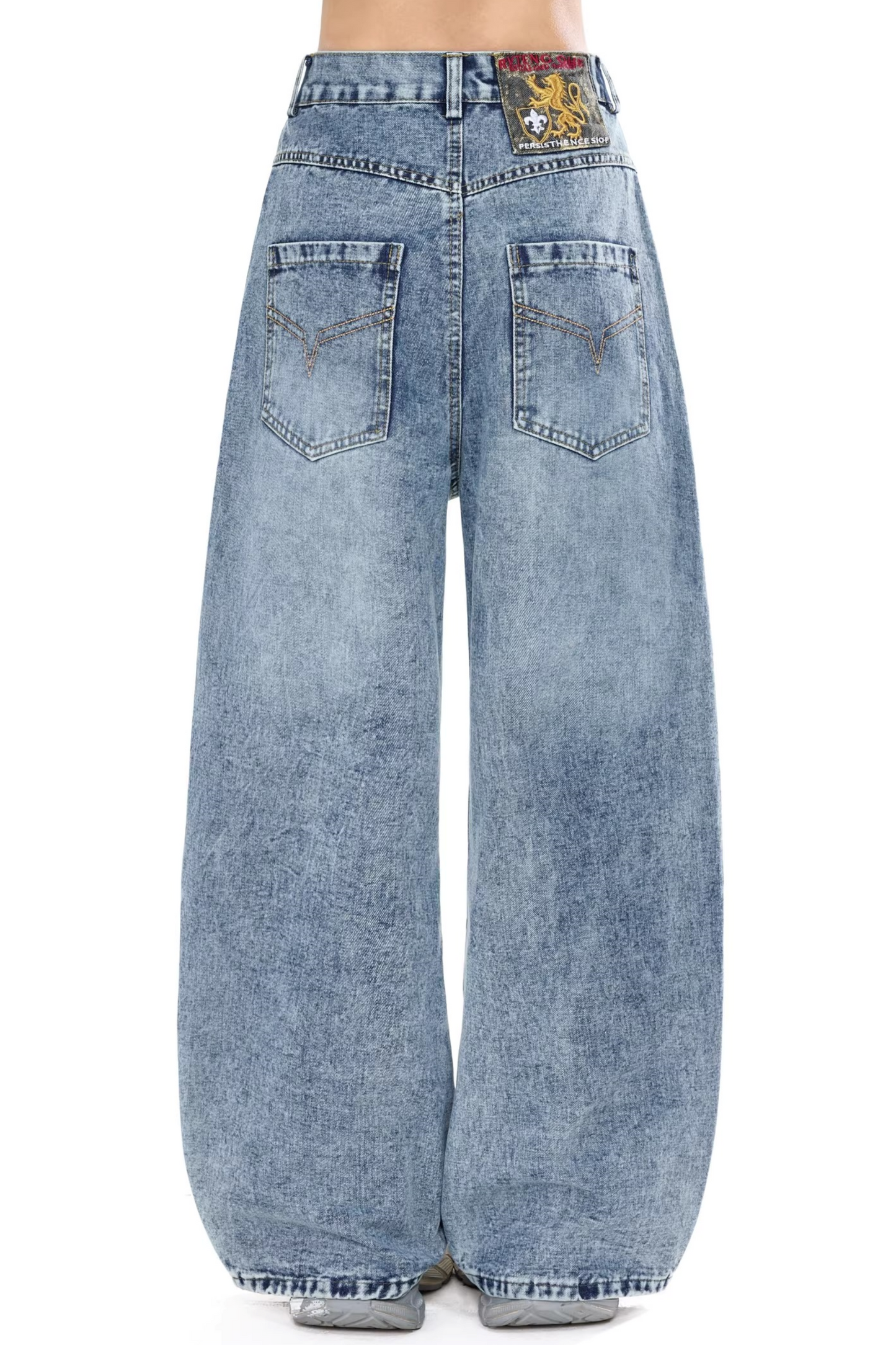 패치워크 와이드 레그 데님 팬츠