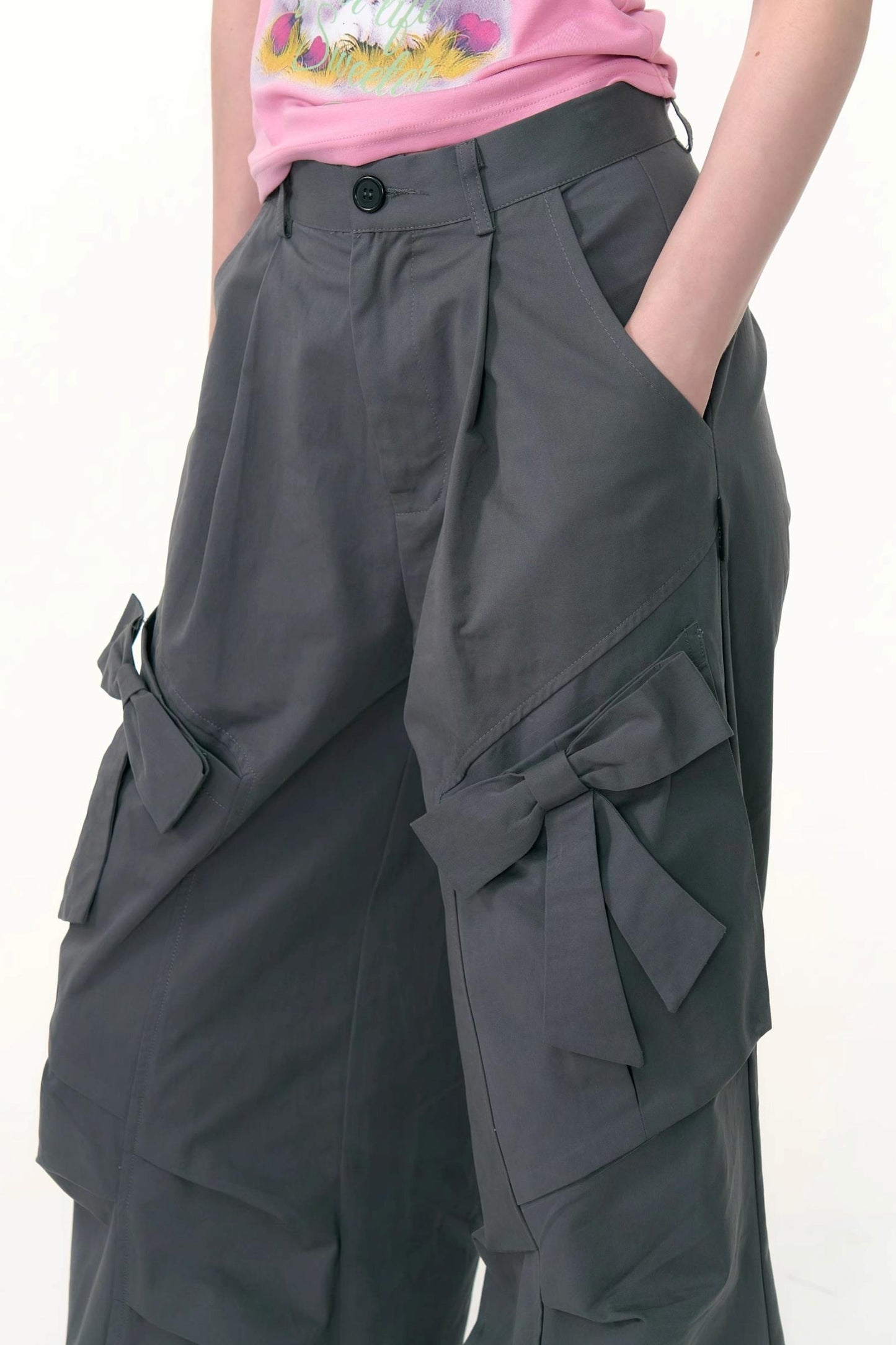 American Retro High Waist Cargo Trousers