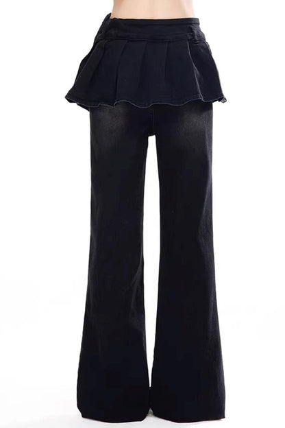 Retro Black Star Flared Pants