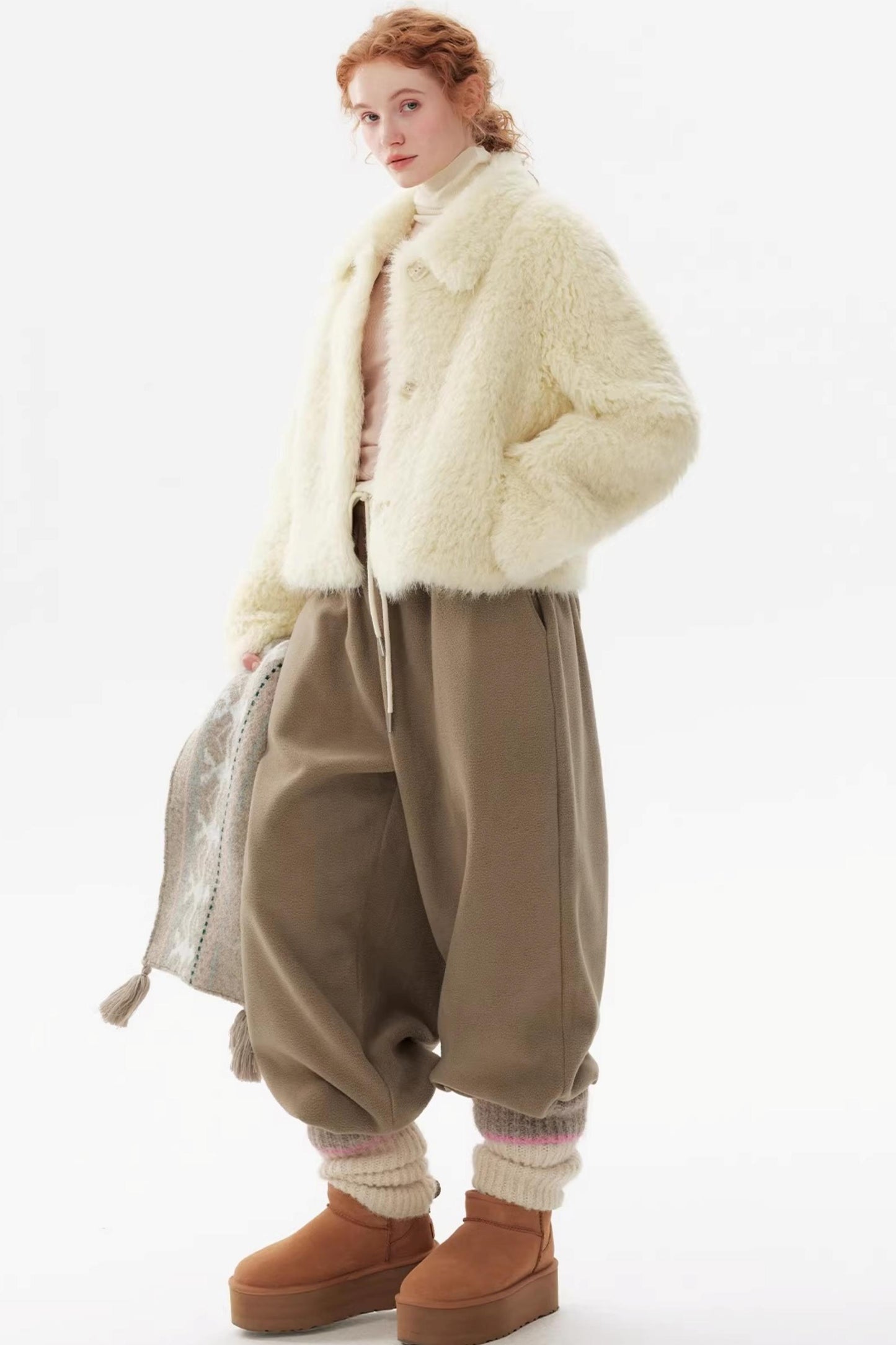 Faux Fur Turn-Down Collar Coat