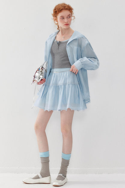 Misty Blue Hoodie Skirt Set-Up