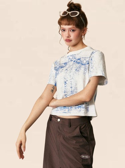 American Retro Cropped T-Shirt