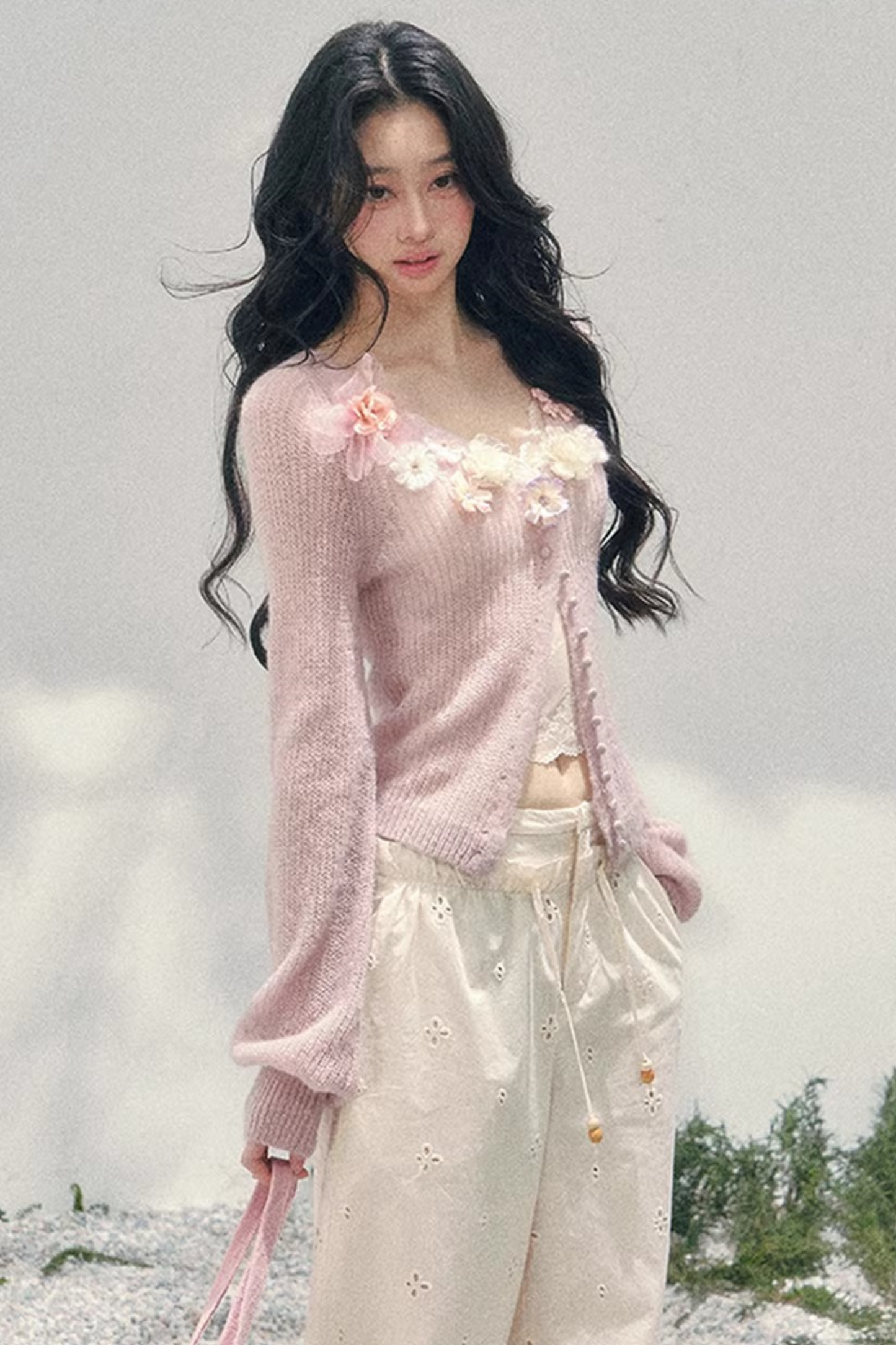 Spring Soft Breeze Floral Sweater Set-Up