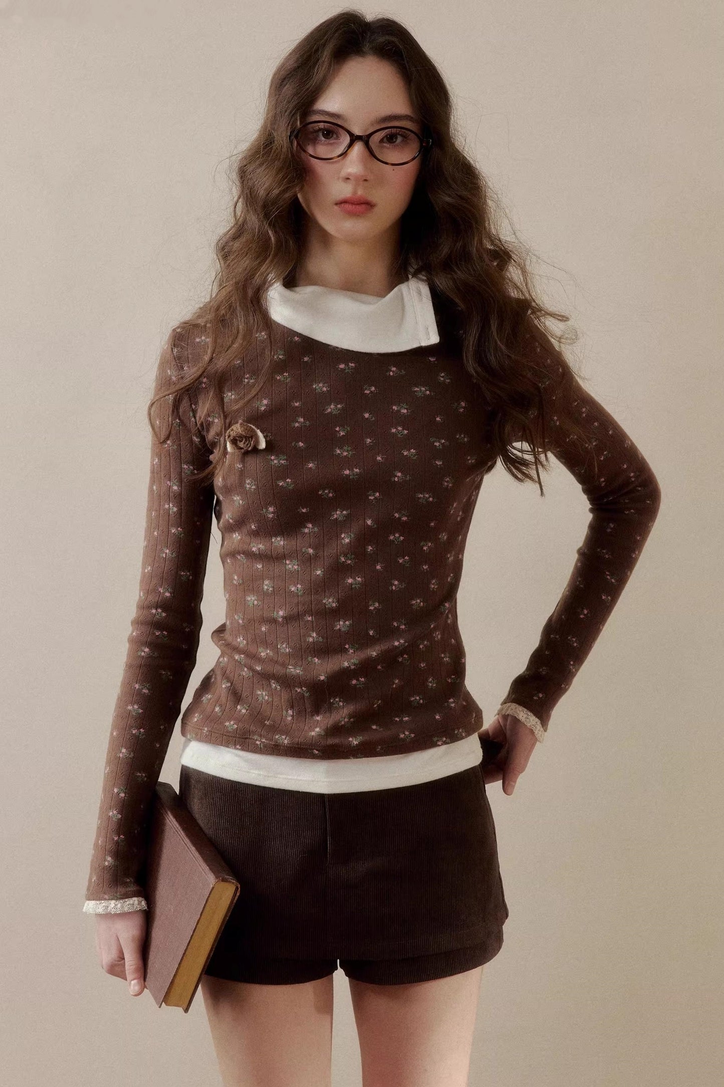 Floral Knit Long-Sleeve Top