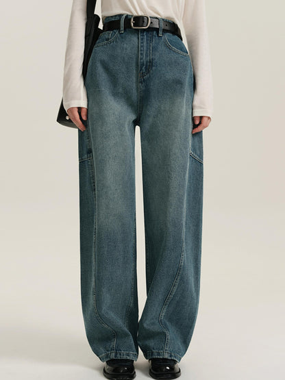 High-Waisted Deconstructed Wide Casual Jeans