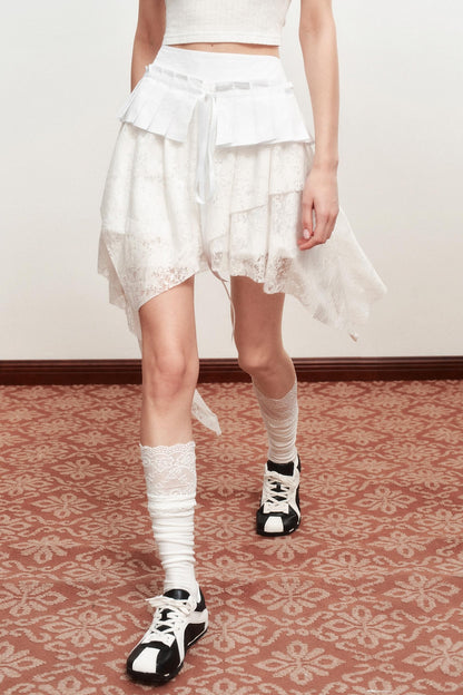 Emo Girl Goth White Short Skirt