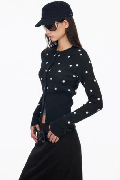 Vintage Polka Dot Base Knit Cardigan