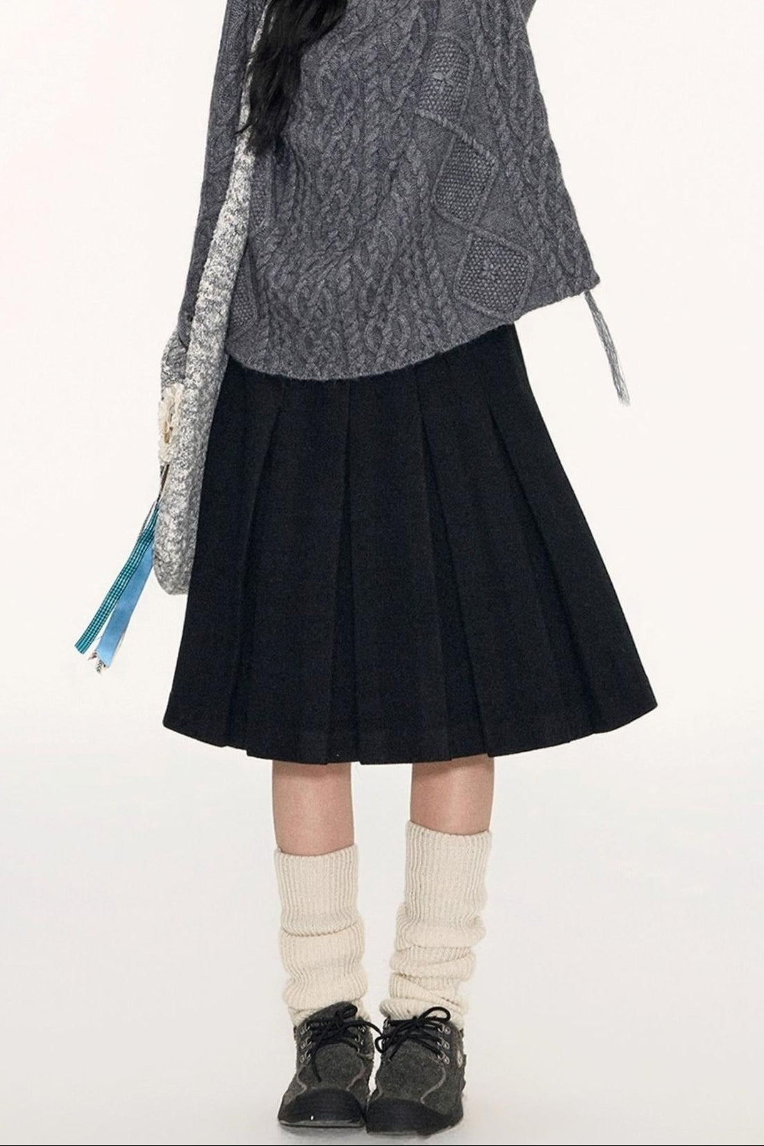 Slim Waist Woolen Coat Set-Up