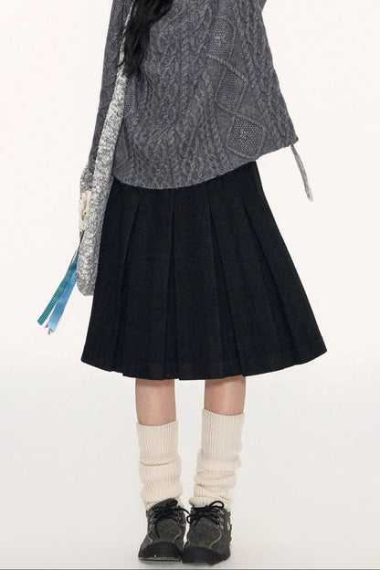 Slim Waist Woolen Coat Set-Up