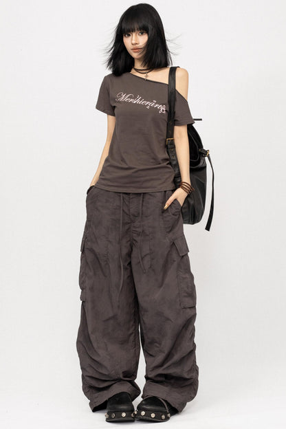 Retro Spice Girl Slanted Shoulder Print T-Shirt