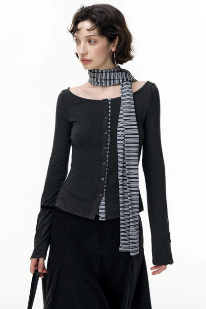 Off-the-Shoulder Striped Tops