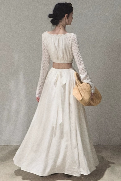 Lyocell Linen Hollow-Out Lace Dress