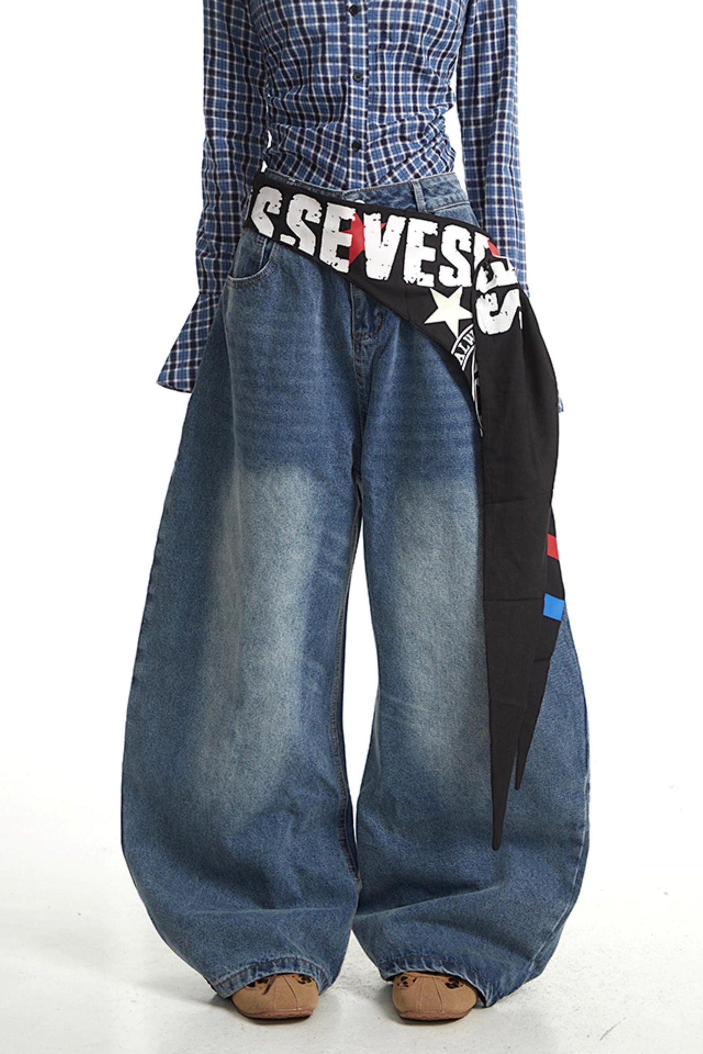 Light Blue Wide-Leg Denim Pants