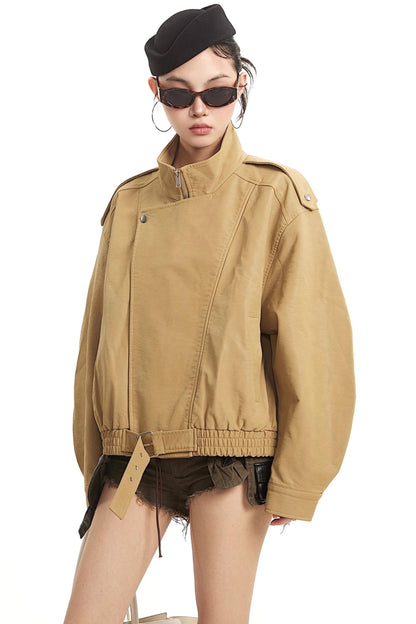 Retro Khaki Leather Jacket