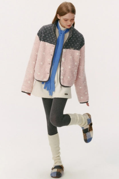 Lambswool Polka Dot Patchwork Jacket