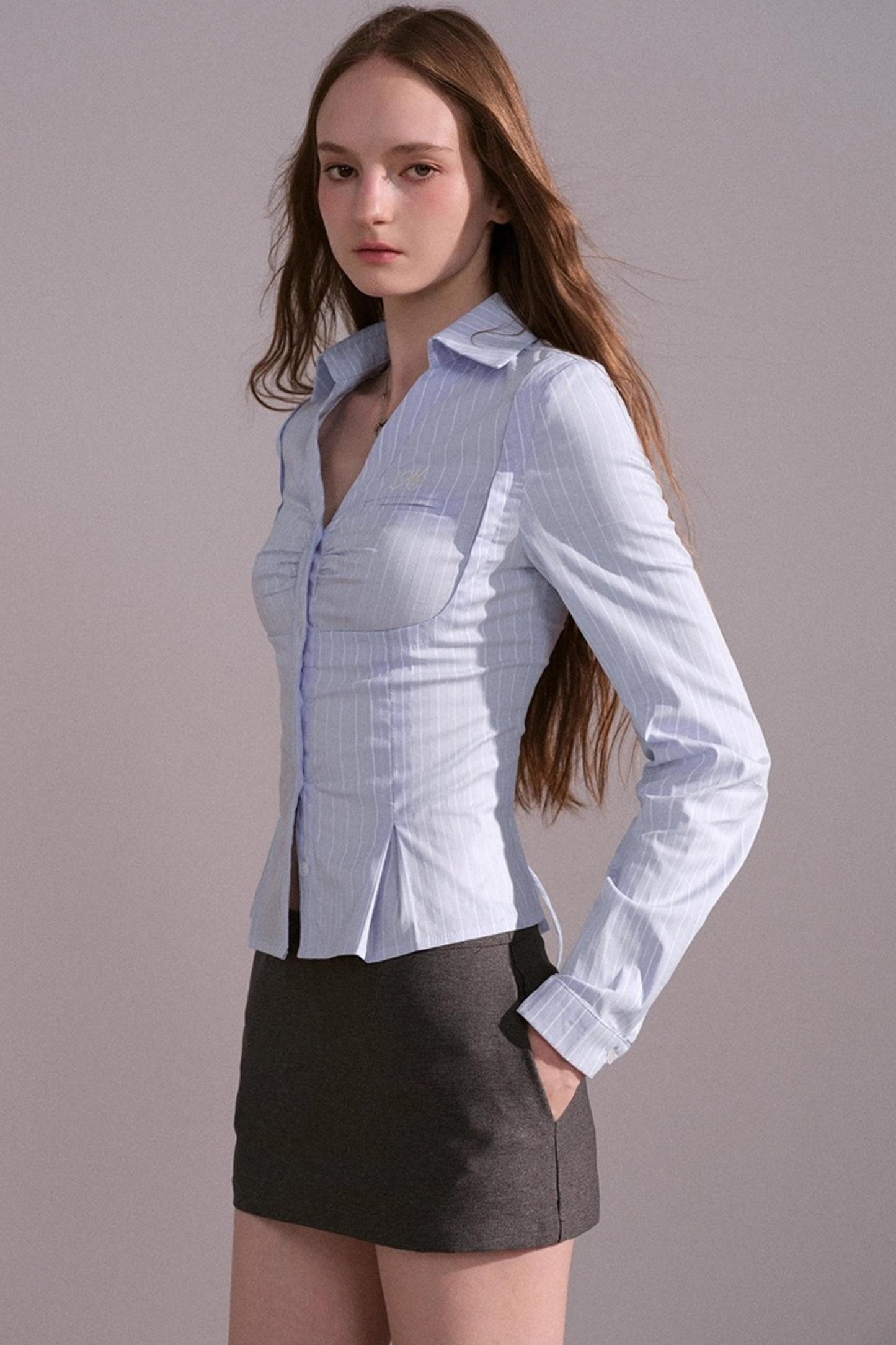 Slim Waist Back Strap Shirt