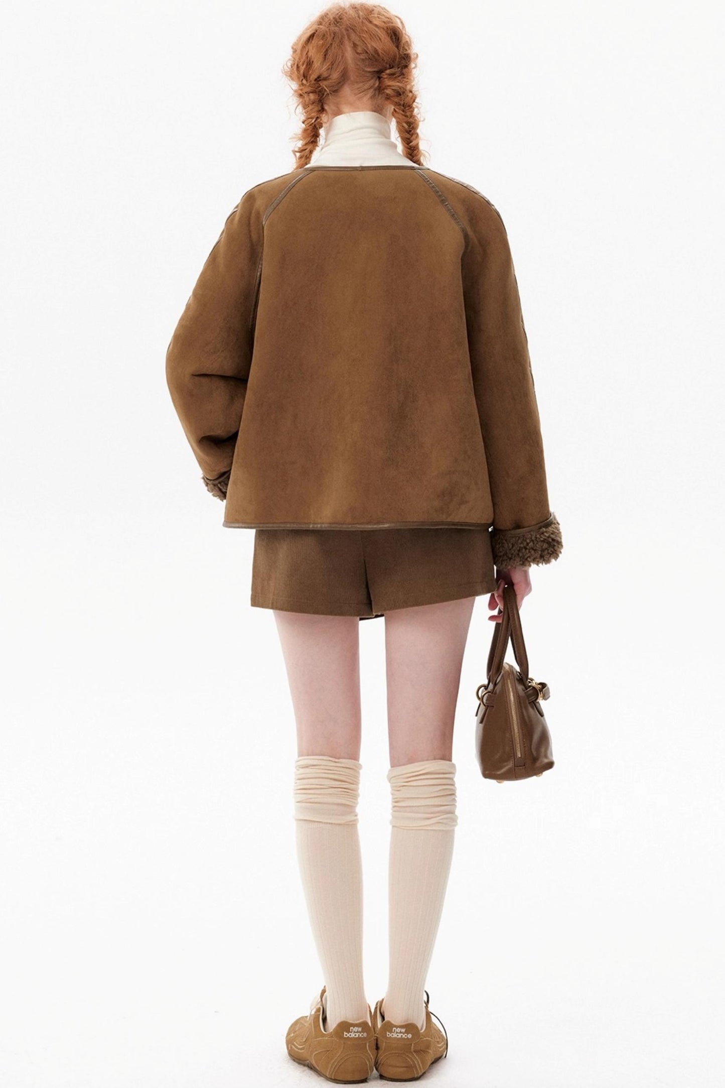 Retro Brown Suede Wool Jacket