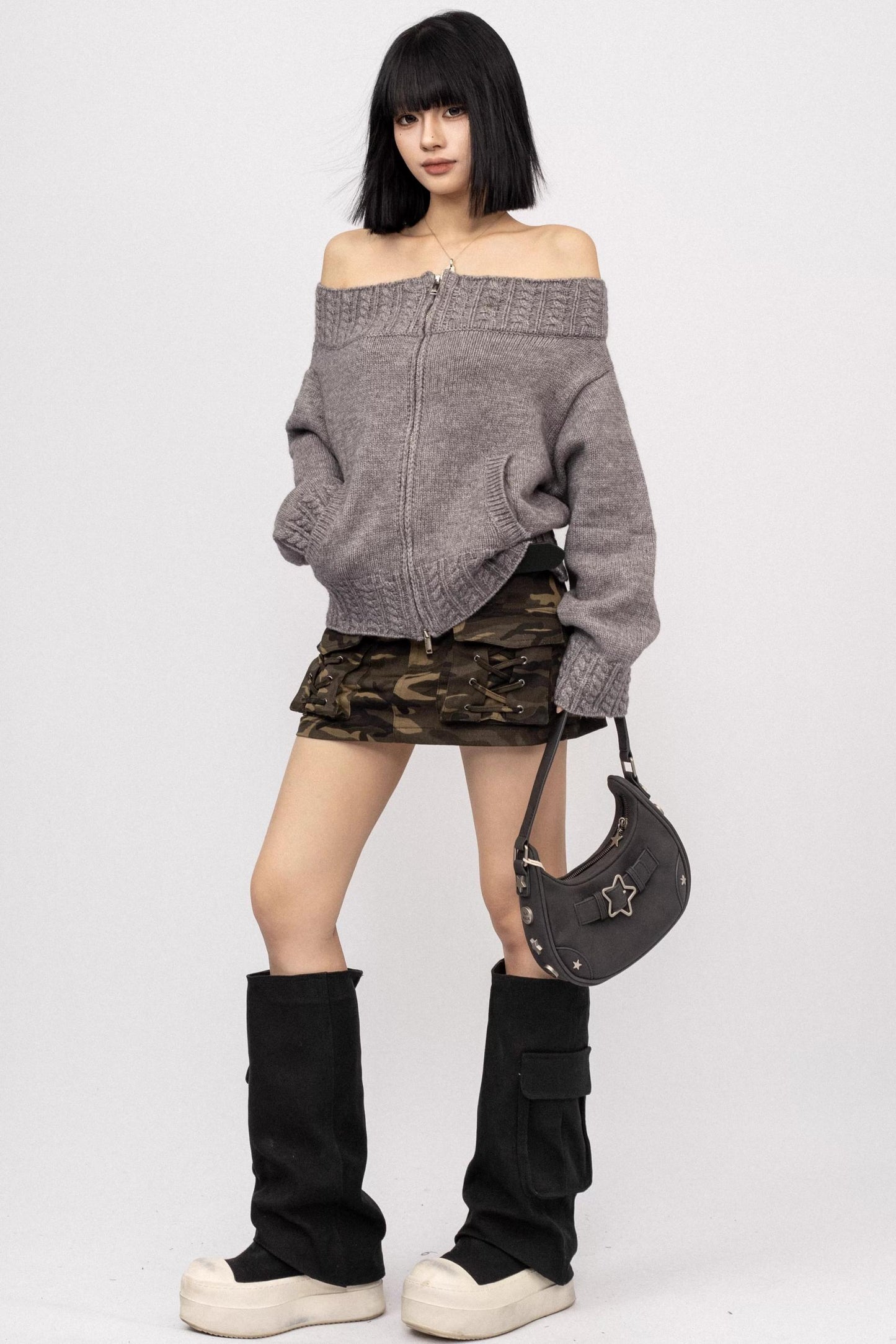 Retro Spice One-Shoulder Sweater