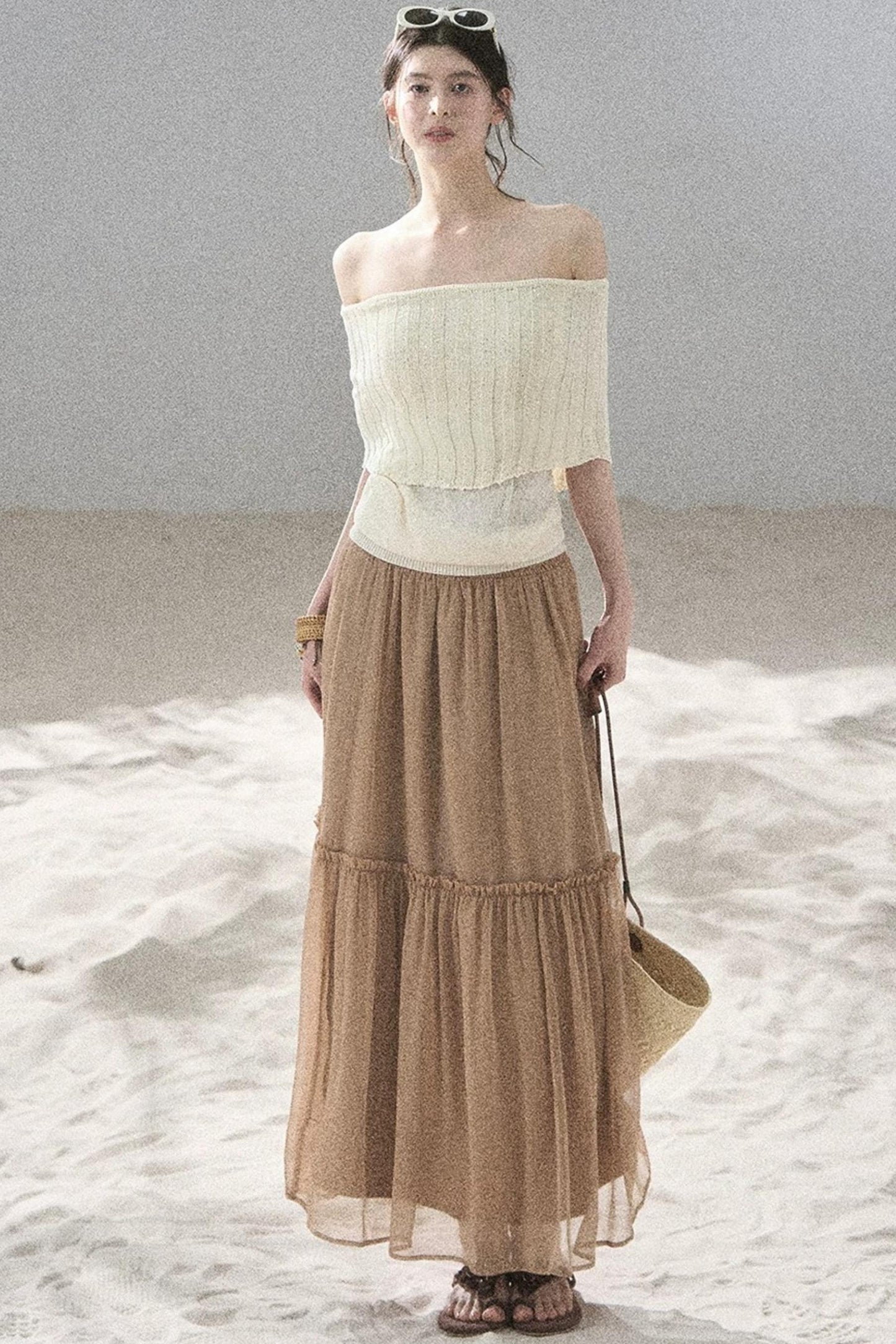 Youthful Off-Shoulder Knit Top