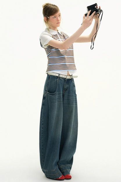 Striped Academic Polo Blouse