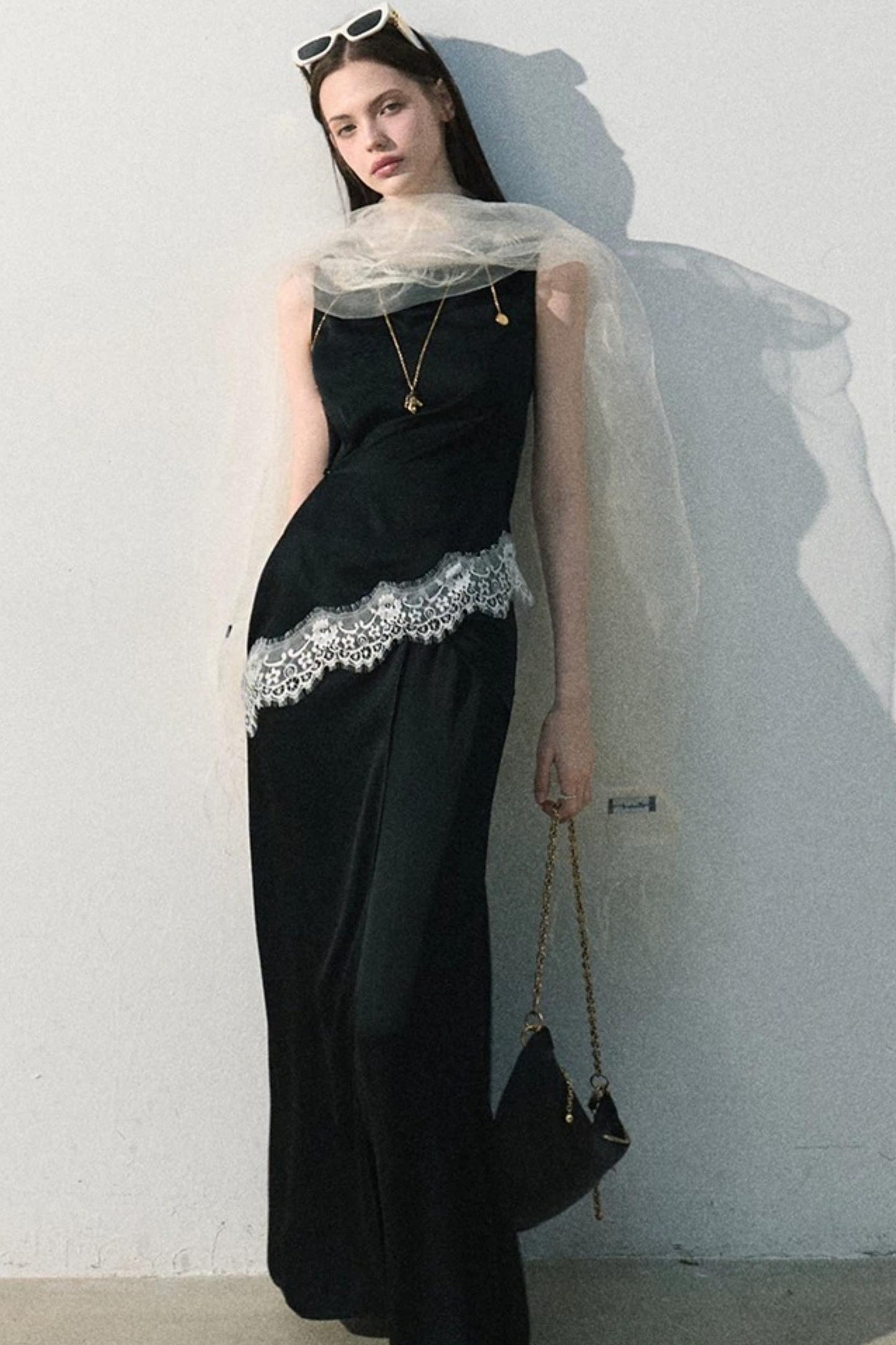 Acetate Lace Off-Shoulder Set-Up