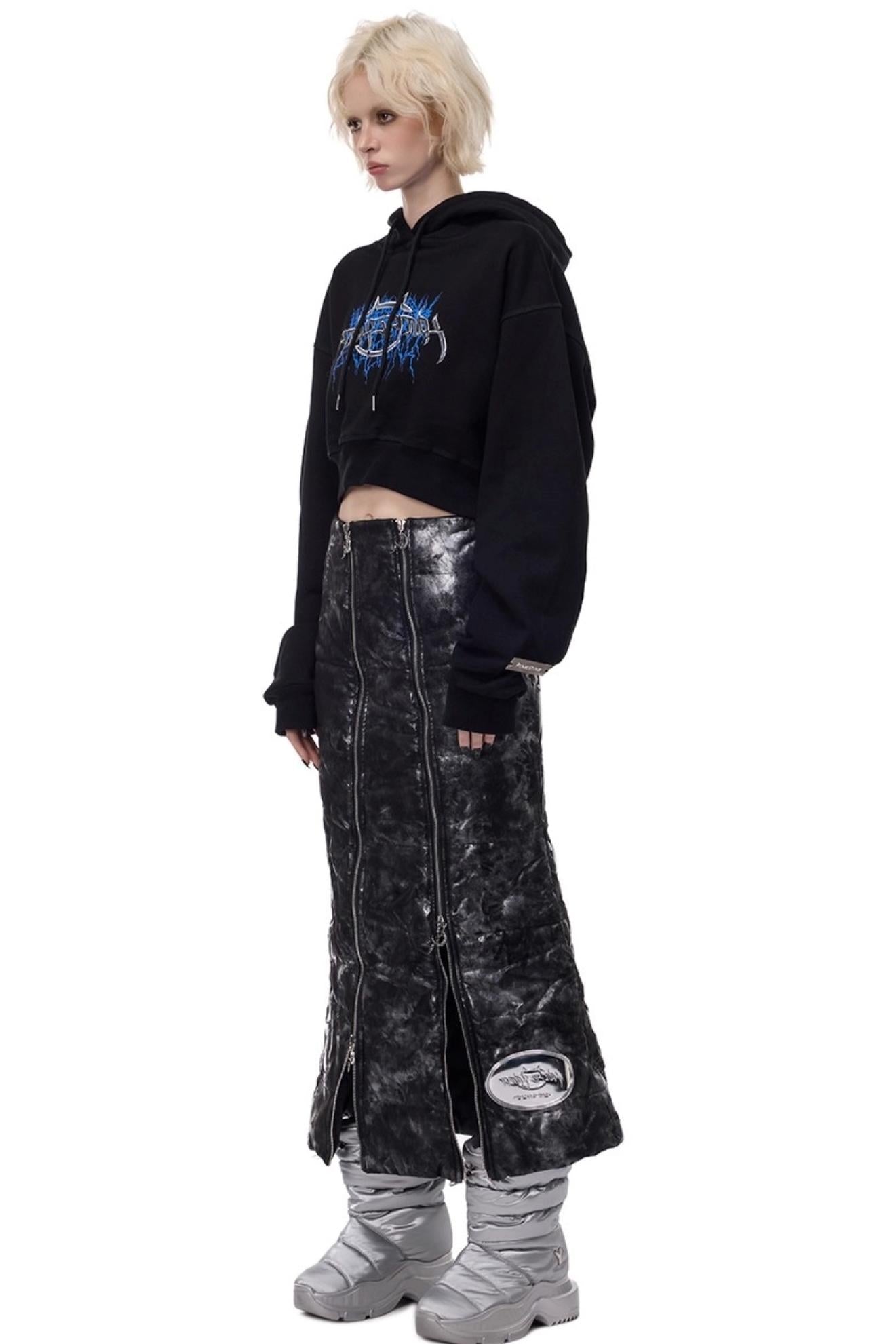 Thorn Print Hooded Fleece Sweatshirt