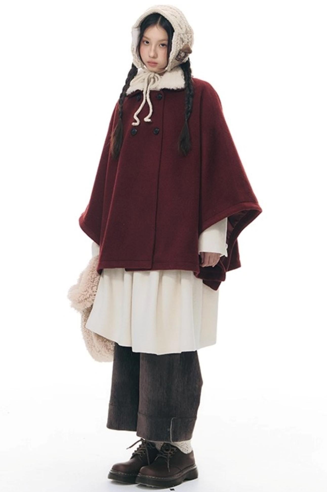 Plaid Cape Winter Coat