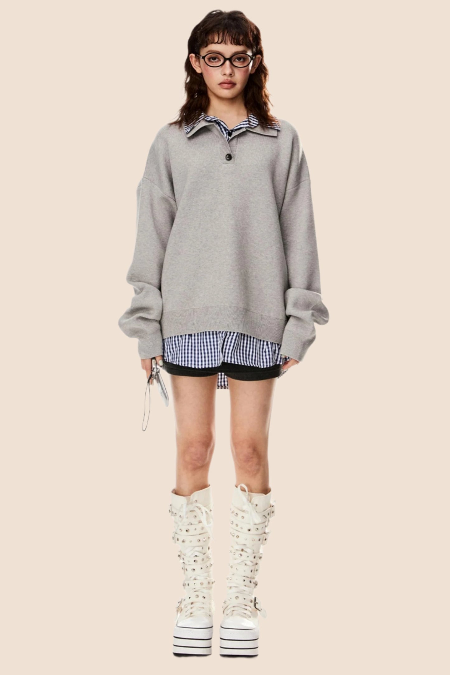 American Loose Fit Polo Sweater Top