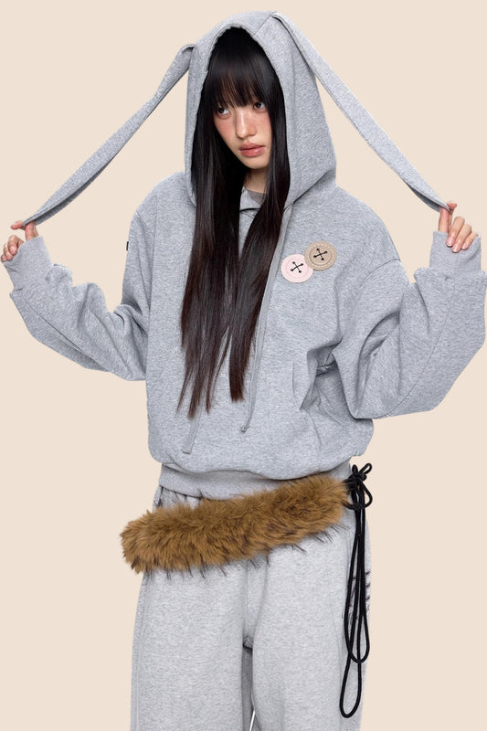 Retro Rabbit Drawstring Hoodie