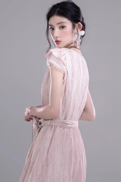 Pleat Detail Sleeve Dress