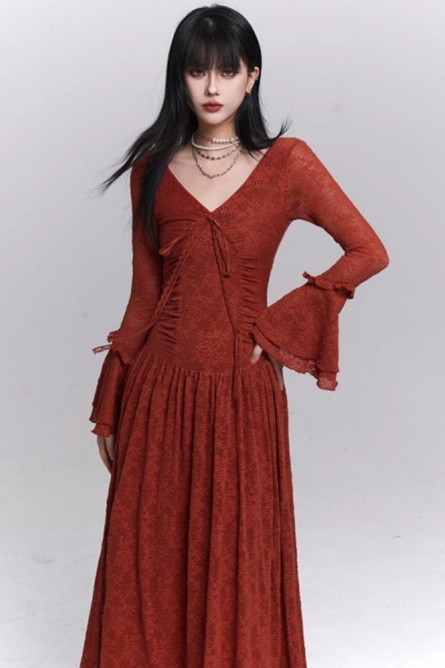 Red Knitted Long Dress