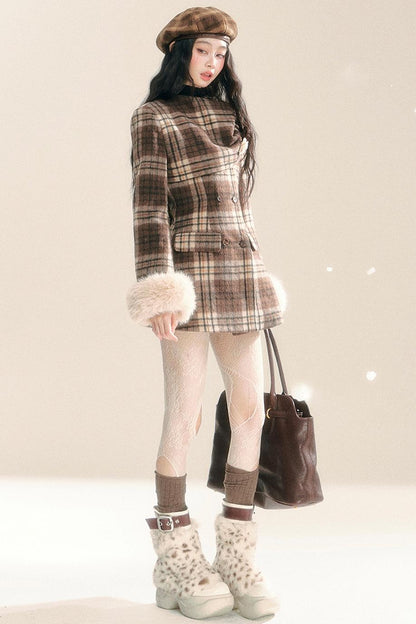 Korean Checked Woolen Jacket