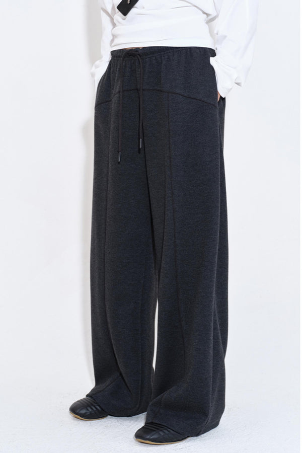 Split Line Stitching Loose Straight Pants