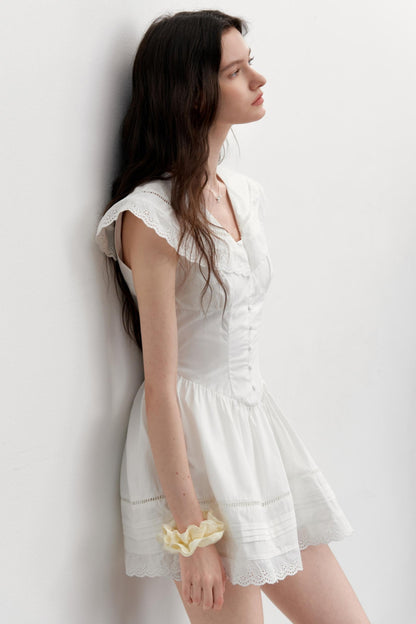 Vintage Lace Neck Dress