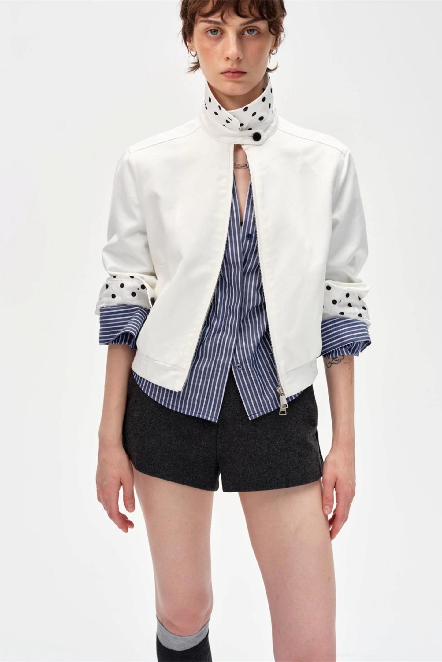 Vintage Contrast Polka Dot Jacket